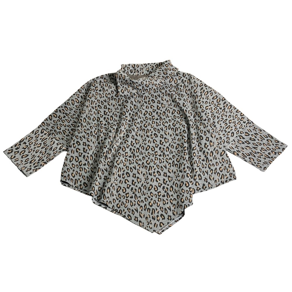 Gena Accessories Poncho Top Womens Leopard Cowl Neck Handkerchief Hem Acrylic